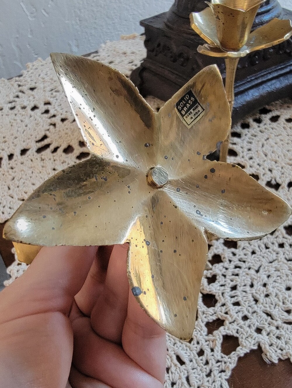 Set of 3, Vintage India Solid Brass Candle Holders - Picture 9 of 15